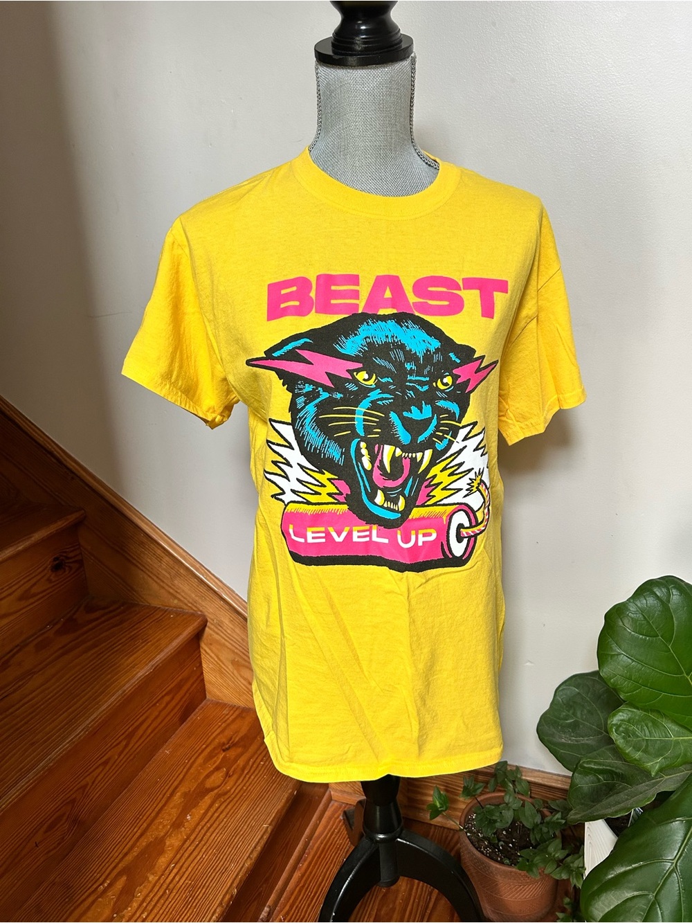 Yellow 'Mr. BEAST Level Up' Graphic Tee